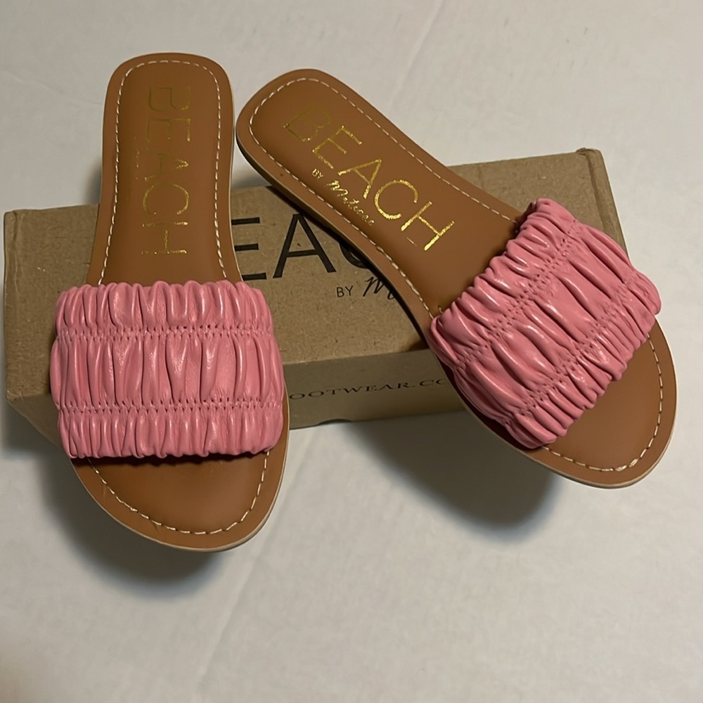 BEACH Pink Ruched Slide Sandals for Women - Picture 5 of 8